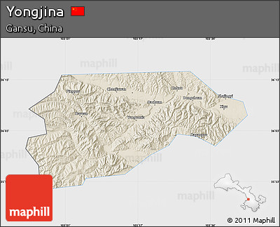 Shaded Relief Map of Yongjina, single color outside
