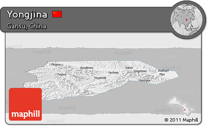 Gray Panoramic Map of Yongjina, single color outside