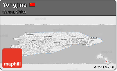 Gray Panoramic Map of Yongjina, single color outside
