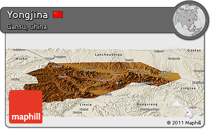 Physical Panoramic Map of Yongjina, shaded relief outside