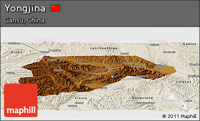 Physical Panoramic Map of Yongjina, shaded relief outside