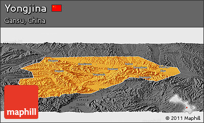 Political Panoramic Map of Yongjina, darken, desaturated