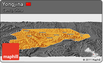Political Panoramic Map of Yongjina, darken, desaturated