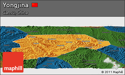 Political Panoramic Map of Yongjina, darken