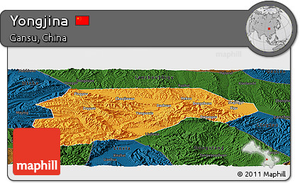 Political Panoramic Map of Yongjina, darken
