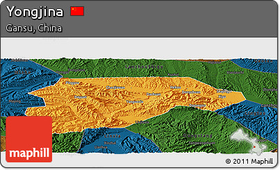 Political Panoramic Map of Yongjina, darken