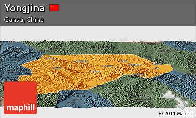 Political Panoramic Map of Yongjina, darken, semi-desaturated