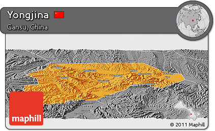 Political Panoramic Map of Yongjina, desaturated