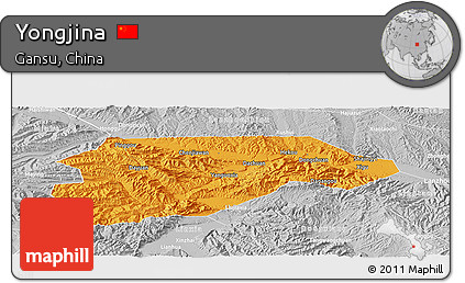 Political Panoramic Map of Yongjina, lighten, desaturated