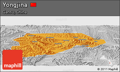 Political Panoramic Map of Yongjina, lighten, desaturated