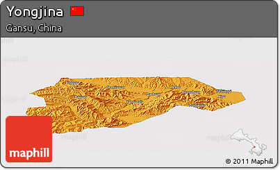 Political Panoramic Map of Yongjina, single color outside