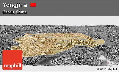 Satellite Panoramic Map of Yongjina, darken, desaturated