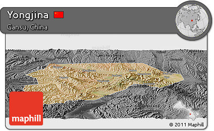 Satellite Panoramic Map of Yongjina, darken, desaturated