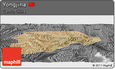 Satellite Panoramic Map of Yongjina, darken, desaturated