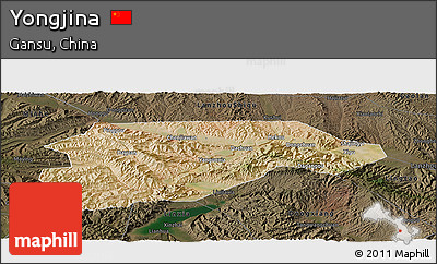 Satellite Panoramic Map of Yongjina, darken