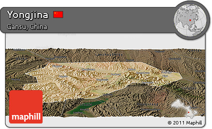 Satellite Panoramic Map of Yongjina, darken