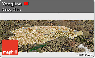 Satellite Panoramic Map of Yongjina, darken