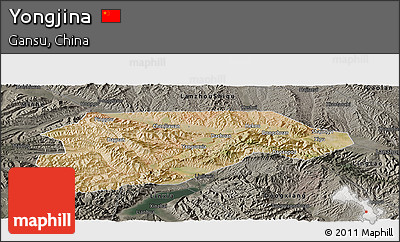 Satellite Panoramic Map of Yongjina, darken, semi-desaturated
