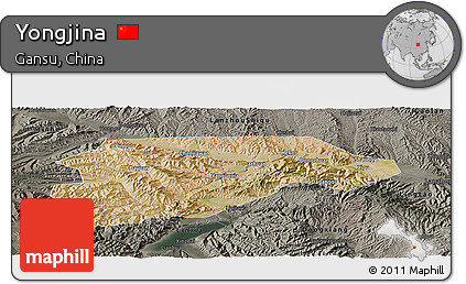 Satellite Panoramic Map of Yongjina, darken, semi-desaturated
