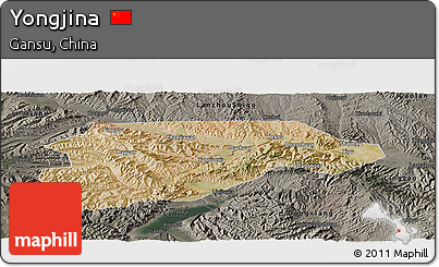 Satellite Panoramic Map of Yongjina, darken, semi-desaturated