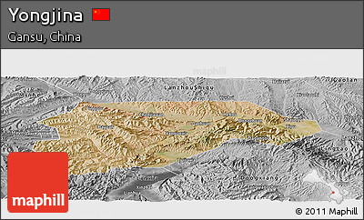 Satellite Panoramic Map of Yongjina, desaturated