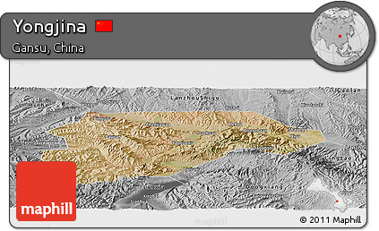 Satellite Panoramic Map of Yongjina, desaturated