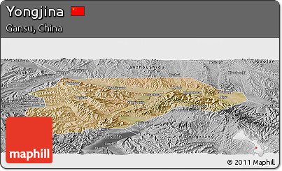 Satellite Panoramic Map of Yongjina, desaturated