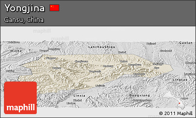 Shaded Relief Panoramic Map of Yongjina, desaturated