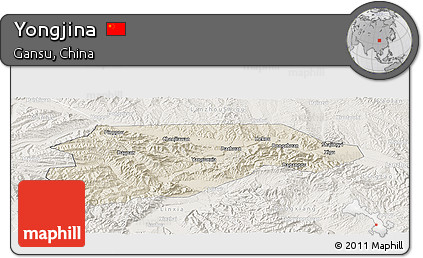 Shaded Relief Panoramic Map of Yongjina, lighten