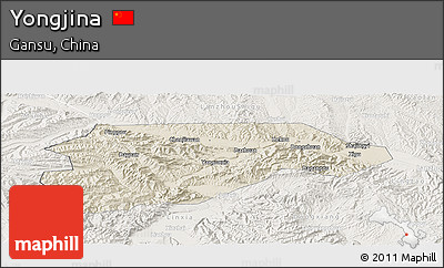 Shaded Relief Panoramic Map of Yongjina, lighten