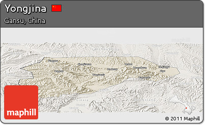 Shaded Relief Panoramic Map of Yongjina, lighten