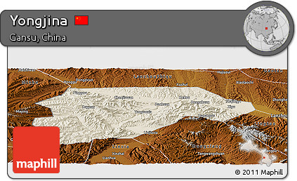 Shaded Relief Panoramic Map of Yongjina, physical outside