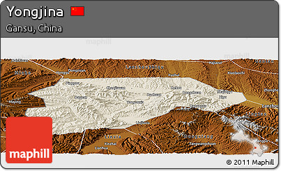 Shaded Relief Panoramic Map of Yongjina, physical outside