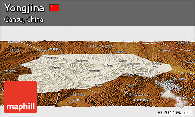 Shaded Relief Panoramic Map of Yongjina, physical outside