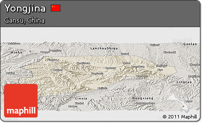 Shaded Relief Panoramic Map of Yongjina, semi-desaturated