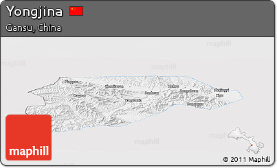 Silver Style Panoramic Map of Yongjina, single color outside