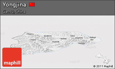 Silver Style Panoramic Map of Yongjina, single color outside