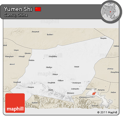 Classic Style 3D Map of Yumen Shi