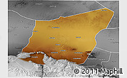 Physical 3D Map of Yumen Shi, desaturated
