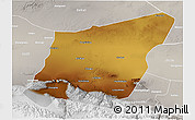 Physical 3D Map of Yumen Shi, lighten, semi-desaturated