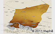 Physical 3D Map of Yumen Shi, shaded relief outside