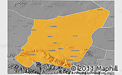 Political 3D Map of Yumen Shi, desaturated