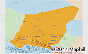 Political 3D Map of Yumen Shi, lighten