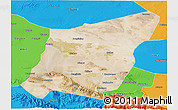 Satellite 3D Map of Yumen Shi, political outside