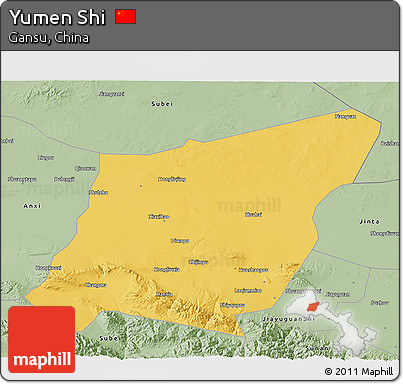 Savanna Style 3D Map of Yumen Shi