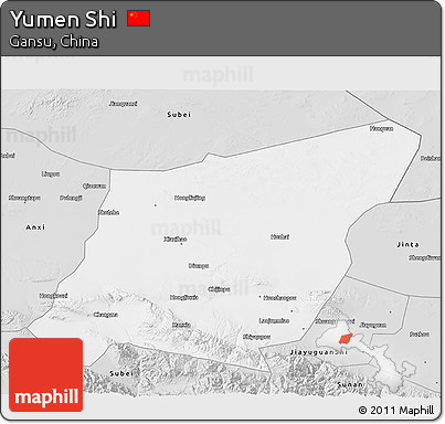 Silver Style 3D Map of Yumen Shi
