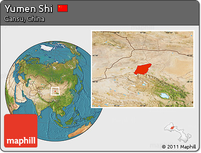 Satellite Location Map of Yumen Shi