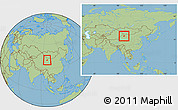 Savanna Style Location Map of Yumen Shi, within the entire country