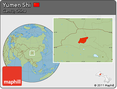 Savanna Style Location Map of Yumen Shi