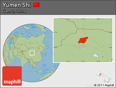 Savanna Style Location Map of Yumen Shi